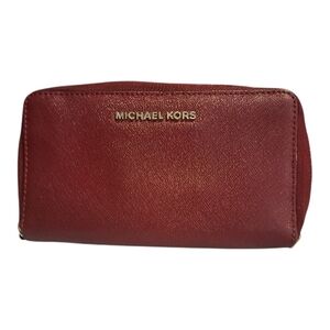Michael Kors Slim Jet Set Travel Wallet In Scarlet